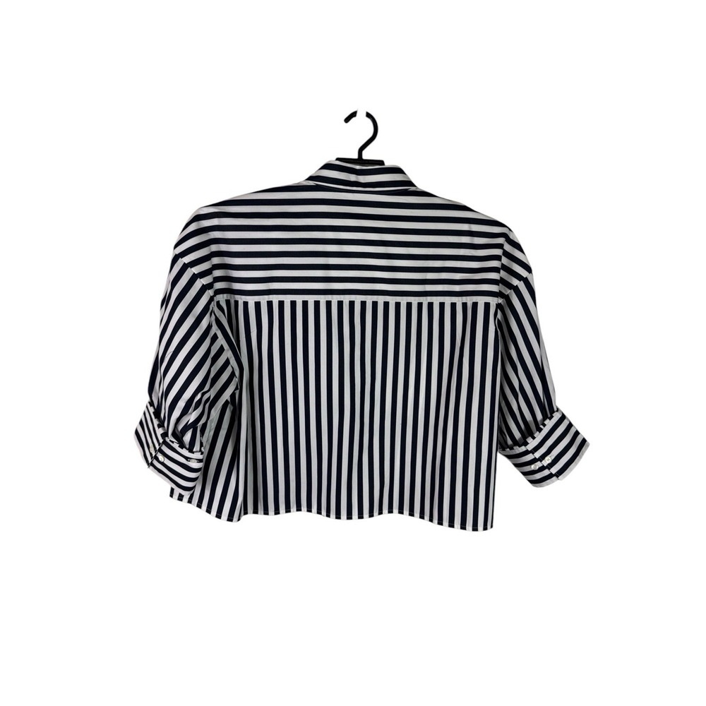 Madewell Women's Button Up Straight Hem Poplin Shirt Navy Striped NEW - Picture 3 of 13
